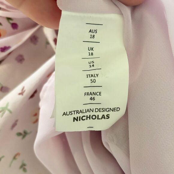 NICHOLAS Floral Drape Front Silk Maxi Dress 14 Purple - Picture 9 of 10